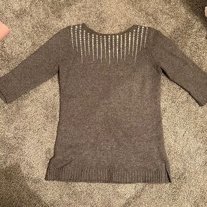 Style & Co. gray sweater with square rhinestones